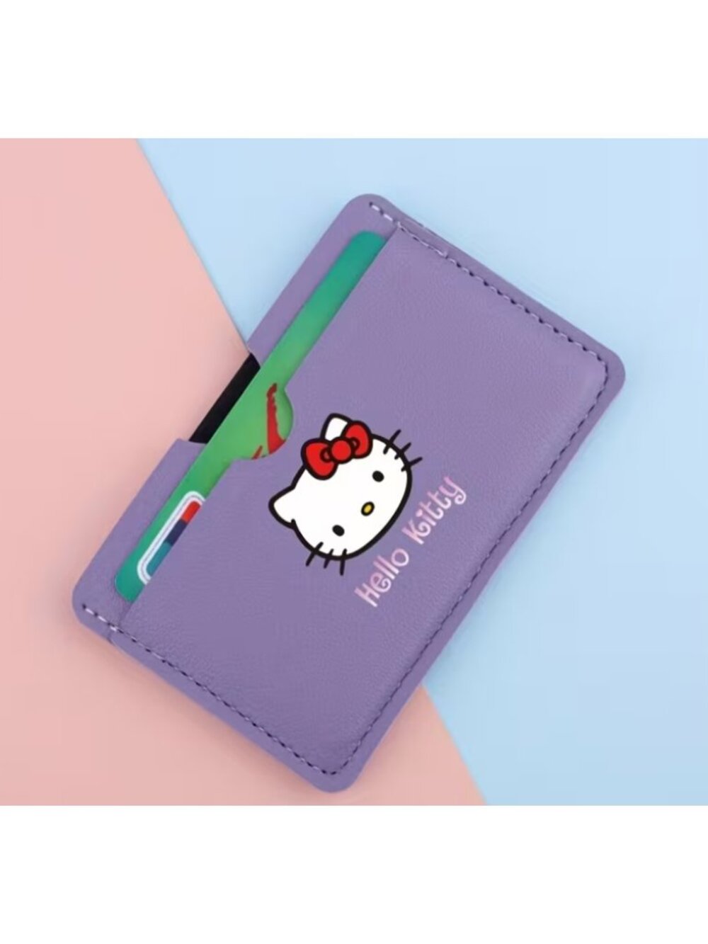 Hello Kitty Slim Card Holder Wallet Cute Purple Card Case Compact ID & Organizer